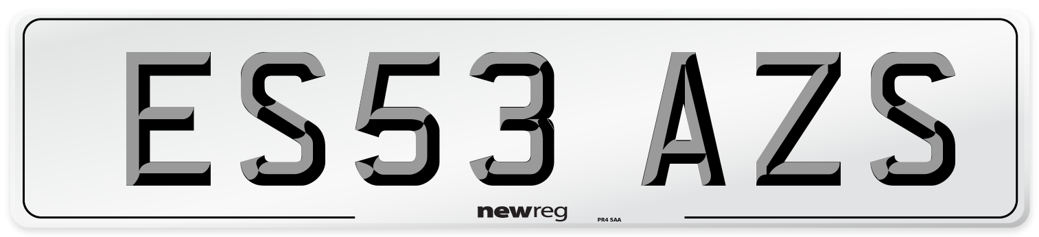 ES53 AZS Number Plate from New Reg